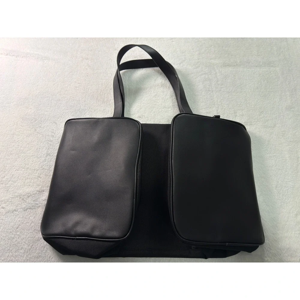 Azzaro Black Travel Duffel Bag Weekend Overnight Carry On Leather‎ Accents